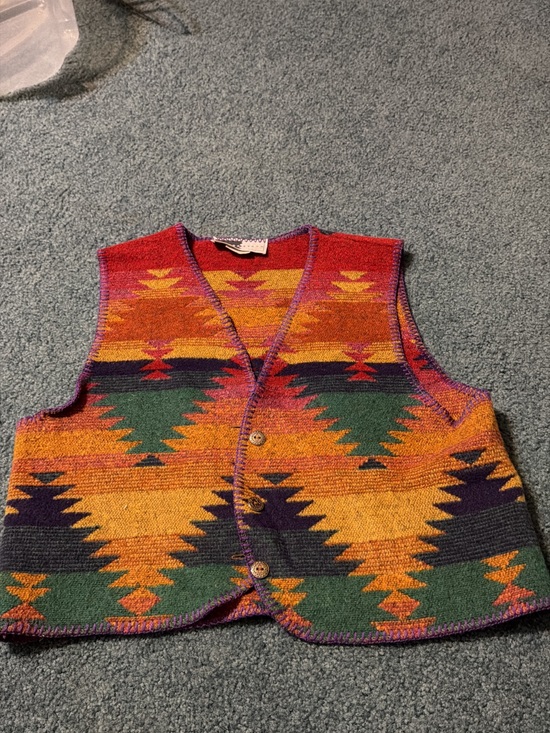 Sweaters - Vintage Colorful Aztec Knit Vest - Multicolor Women’s Sweater Vest